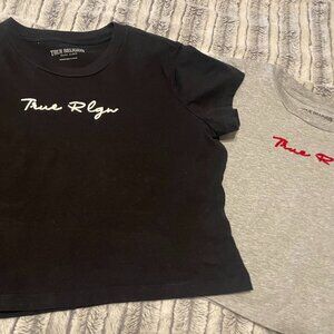 True Religion Size Medium crop tops. Black and Gray